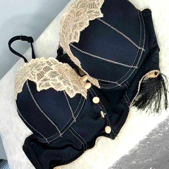 NWT Kardashian size 14 boustier/bra black and pink - Picture 7 of 8